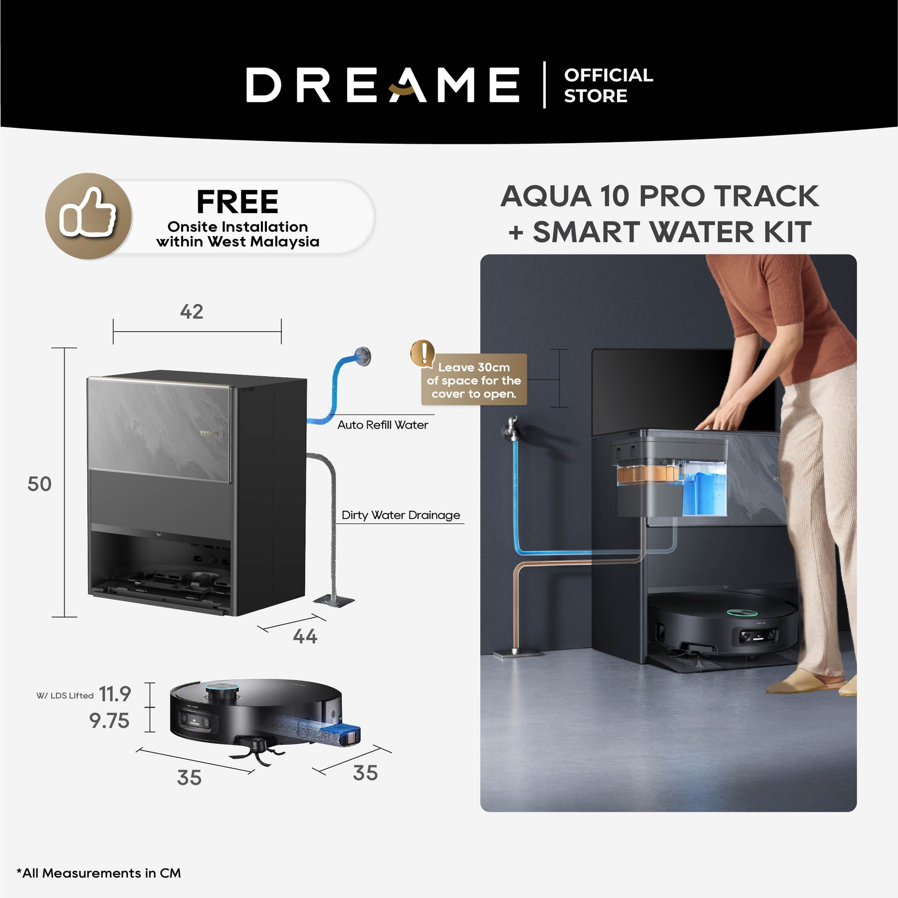 Ruyuan 限时团购 | Dreame Aqua 10 Pro Track Robot Vacuum Dreame MY