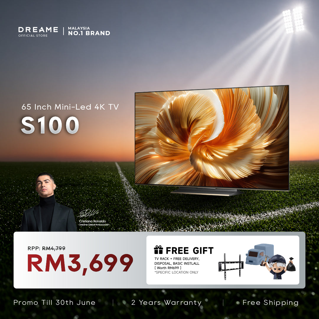 Mini-LED 4K TV with illuminated abstract floral display on a flat screen