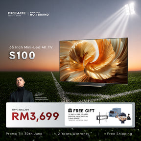 Mini-LED 4K TV with illuminated abstract floral display on a flat screen
