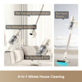 Cordless vacuum cleaner with floor head and handheld tool attachments for versatile cleaning