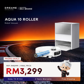 Aqua 10 roller robot vacuum with self-empty docking station and blue water tank