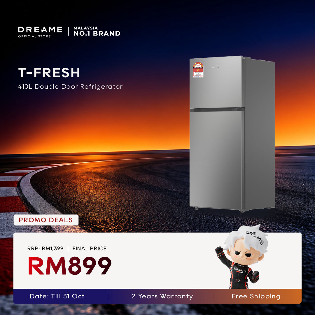 Dreame T-Fresh 410L double-door refrigerator in silver-gray with two doors