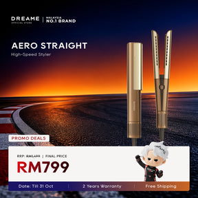 Dreame AeroStraight high-speed hair styler, gold cylindrical brush attachments