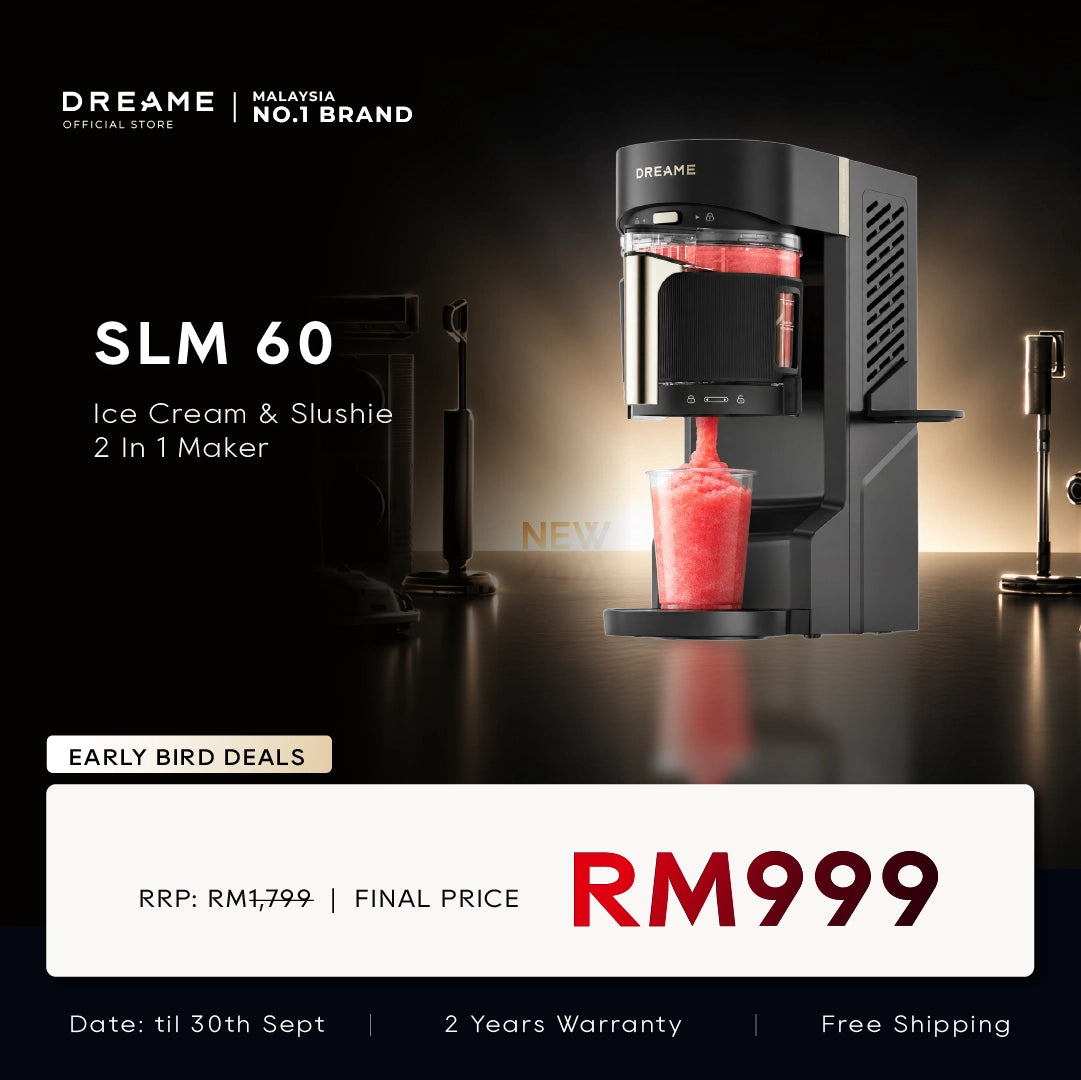 Black and silver 2-in-1 slushie and ice cream maker with transparent chamber