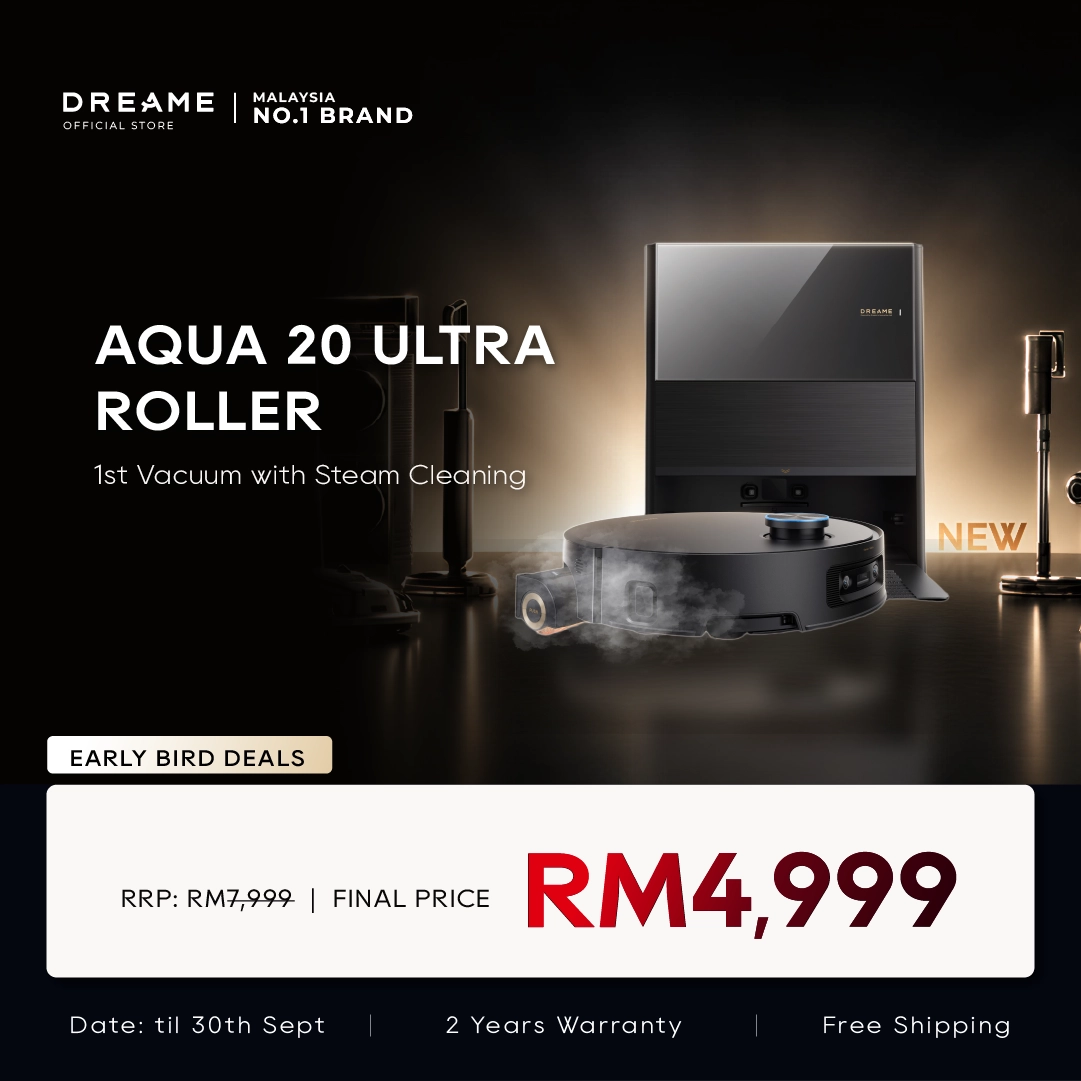 Dreame Aqua 20 Ultra roller robot vacuum with steam cleaning