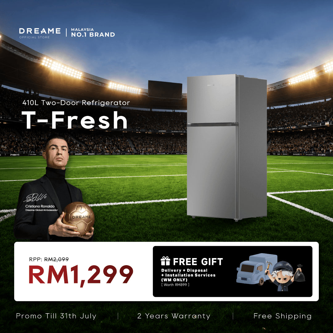 Dreame T-Fresh double-door refrigerator, white, front view with two handles