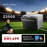 Dreame Z2000 tabletop smart dishwasher with front control panel and open door