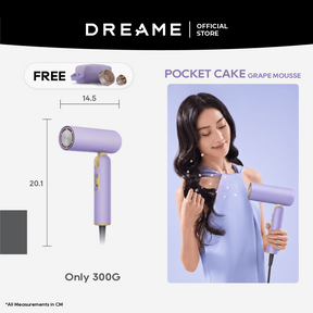Grape purple pocket high-speed hair dryer with round intake and concentrator nozzle