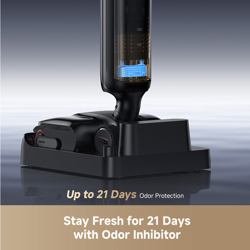 Dreame wet dry vacuum charging base with odor-inhibitor filter system