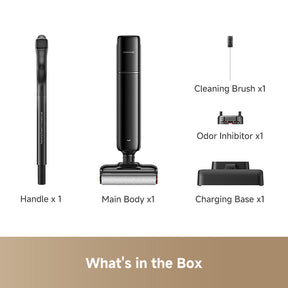 Dreame wet dry vacuum kit with handle, main body, charging base, and tool accessories