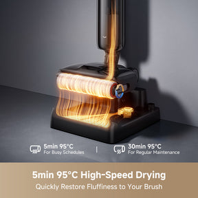 Dreame wet dry vacuum brush base with heated drying coils for quick cleanup
