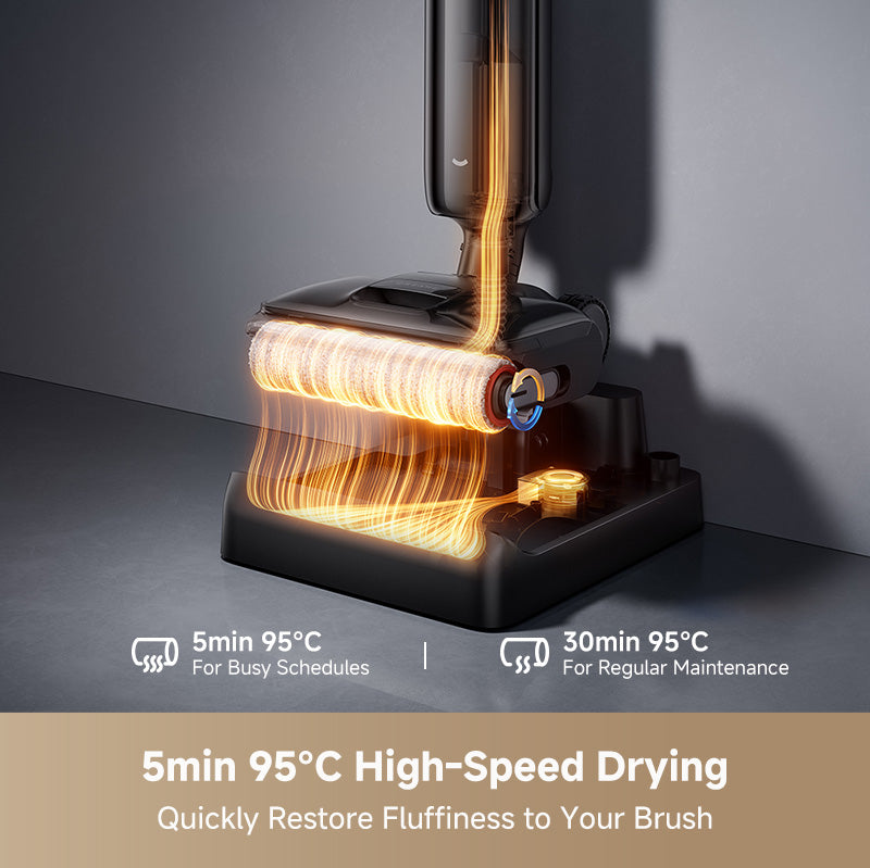 Dreame wet dry vacuum brush base with heated drying coils for quick cleanup