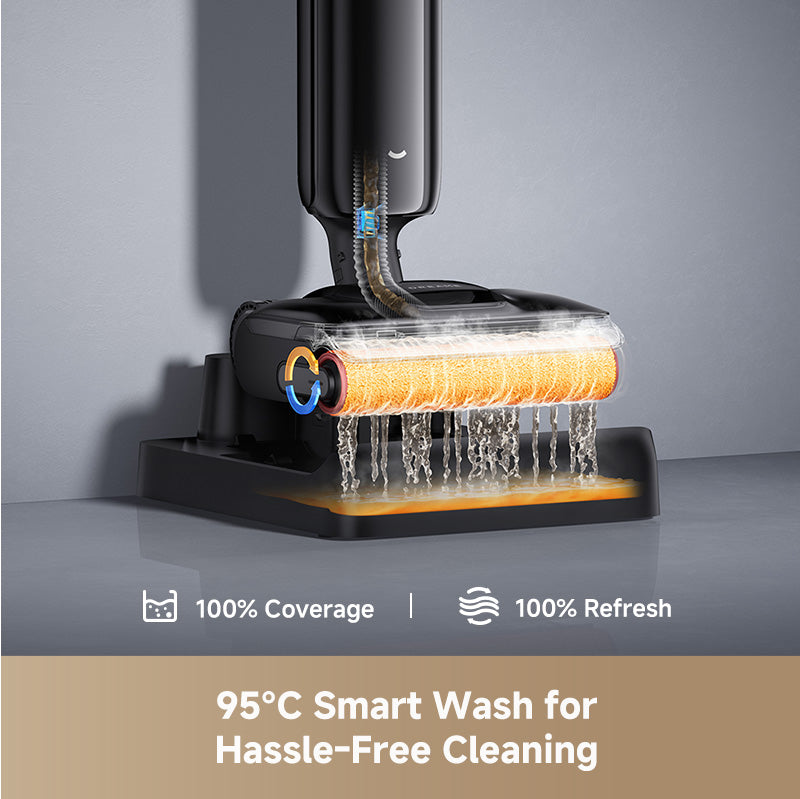 Dreame wet dry vacuum brush base with heated roller and water-spray cleaning