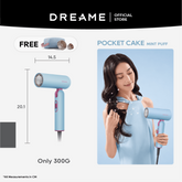 Mint blue pocket high-speed hair dryer with round intake and concentrator nozzle