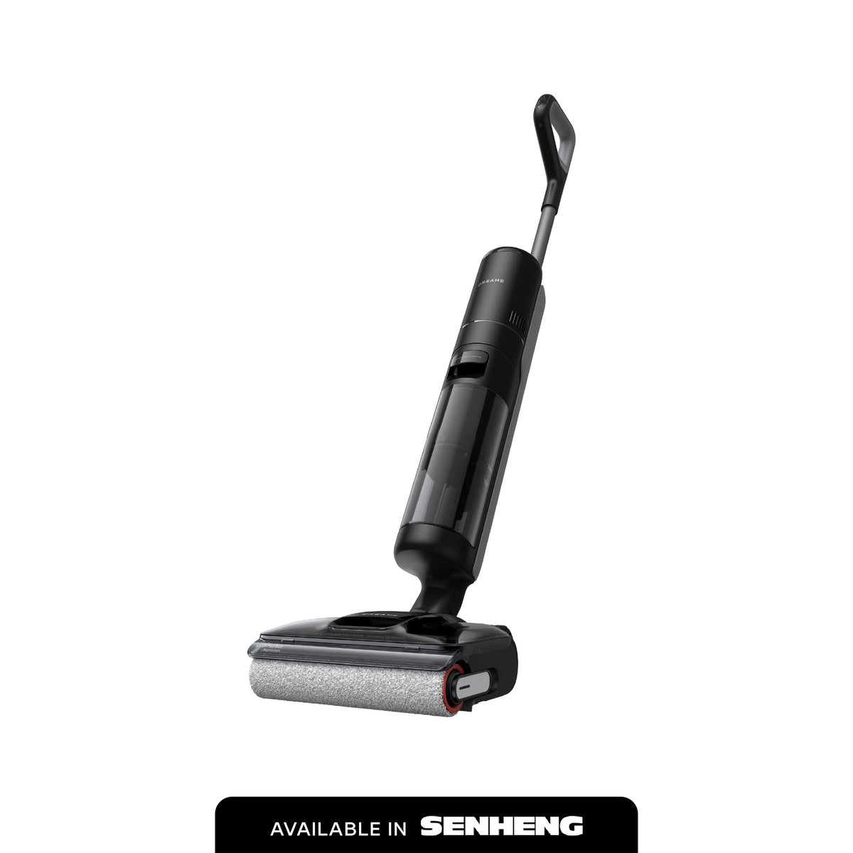 Wet dry vacuum cleaner with upright handle and floor nozzle, black design
