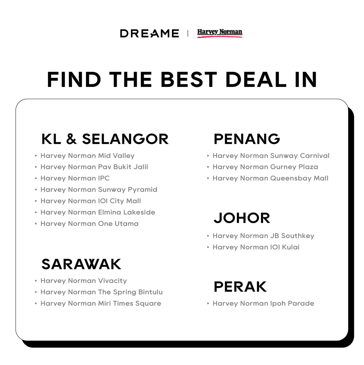 Harvey Norman promotional deal card for Dreame robot vacuum in Malaysia regions
